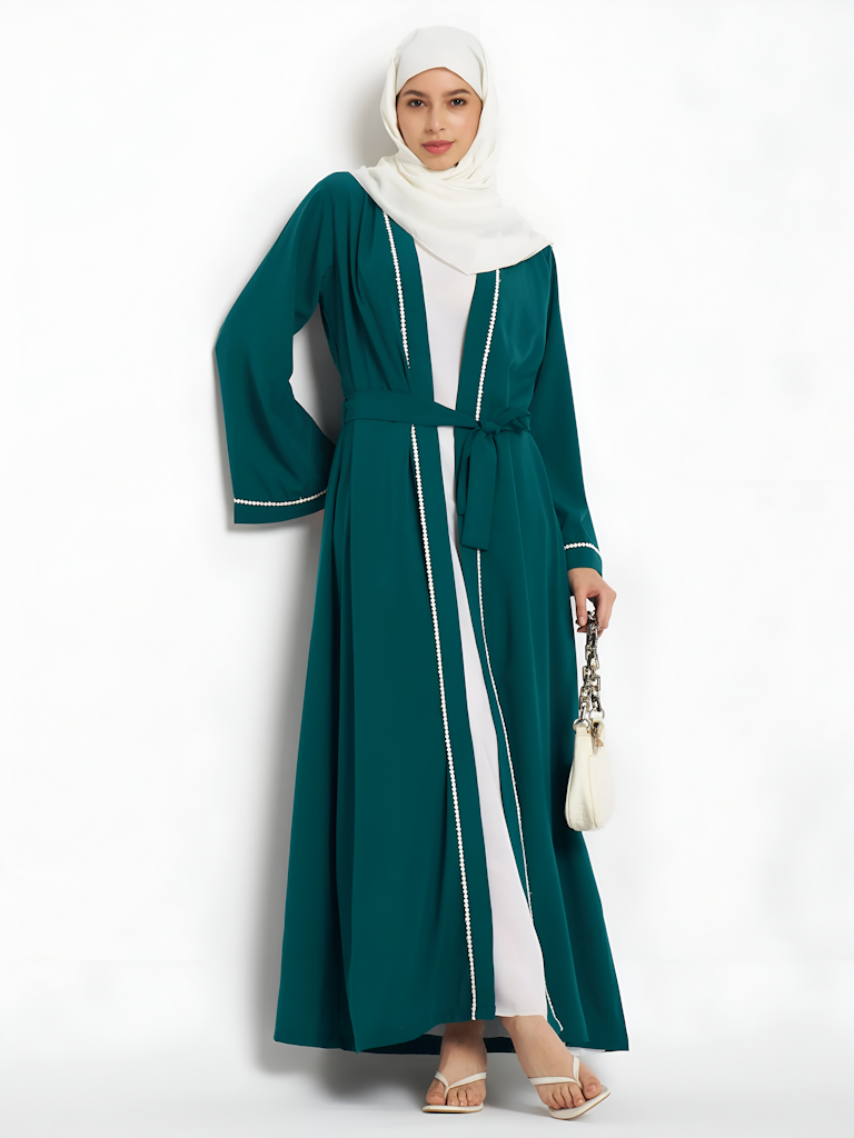 Women's 2 Piece Lace Shrug Abaya Set