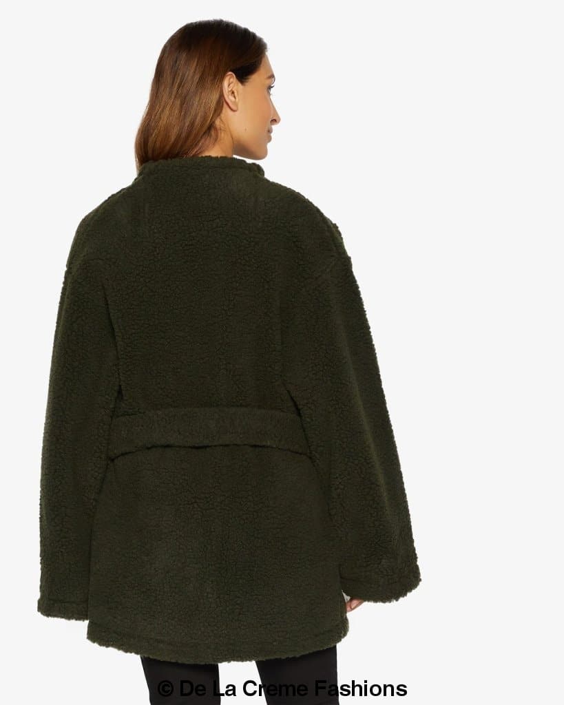 Open Front Belted Teddy Coat
