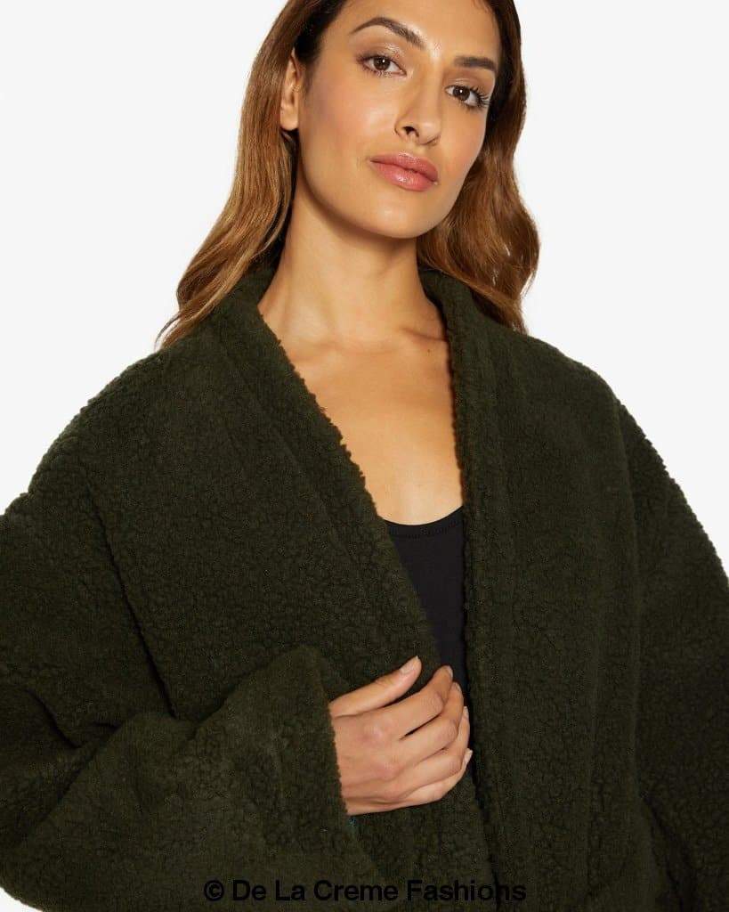 Open Front Belted Teddy Coat