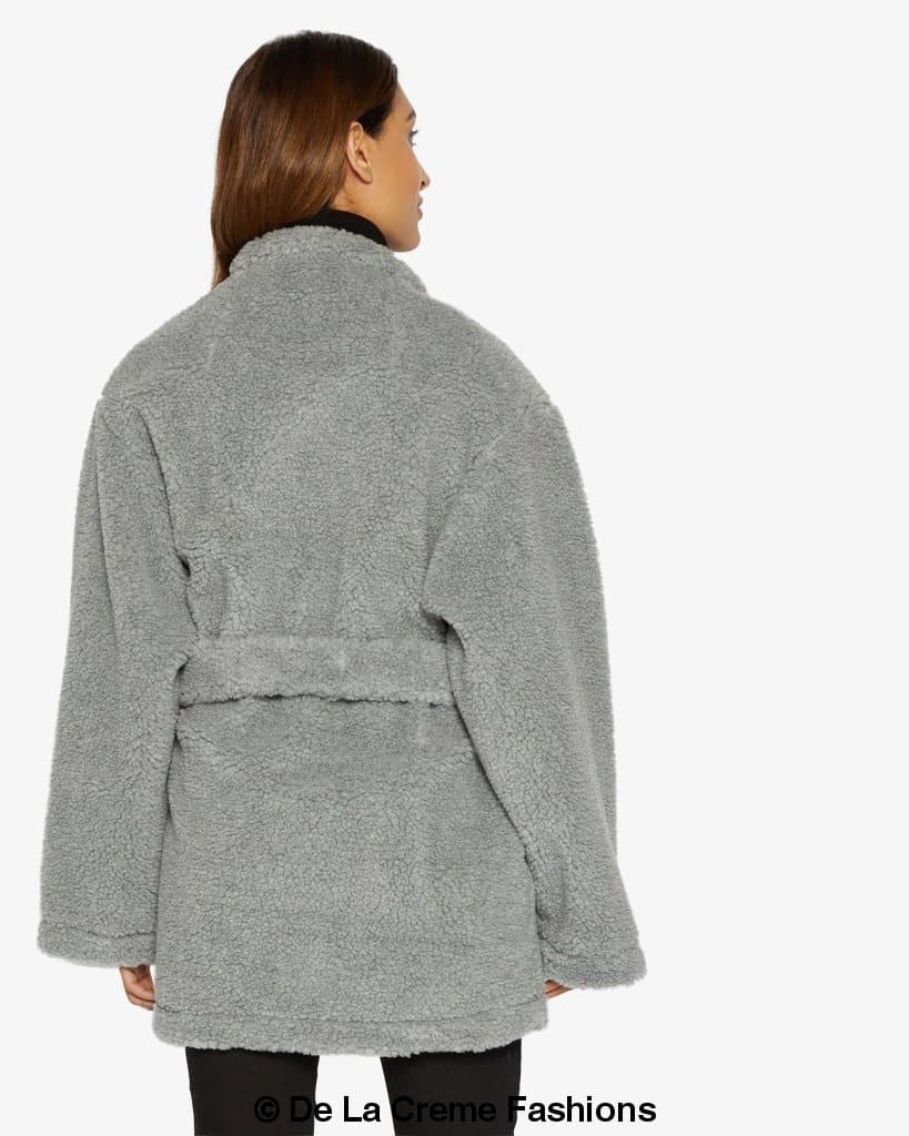 Open Front Belted Teddy Coat