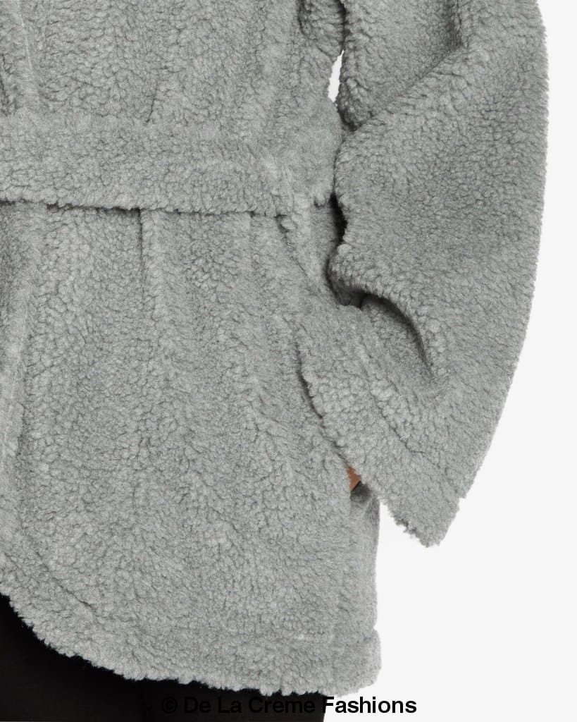 Open Front Belted Teddy Coat