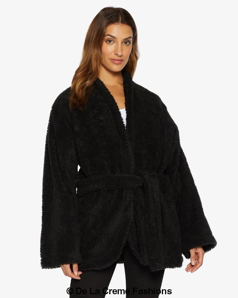 Open Front Belted Teddy Coat
