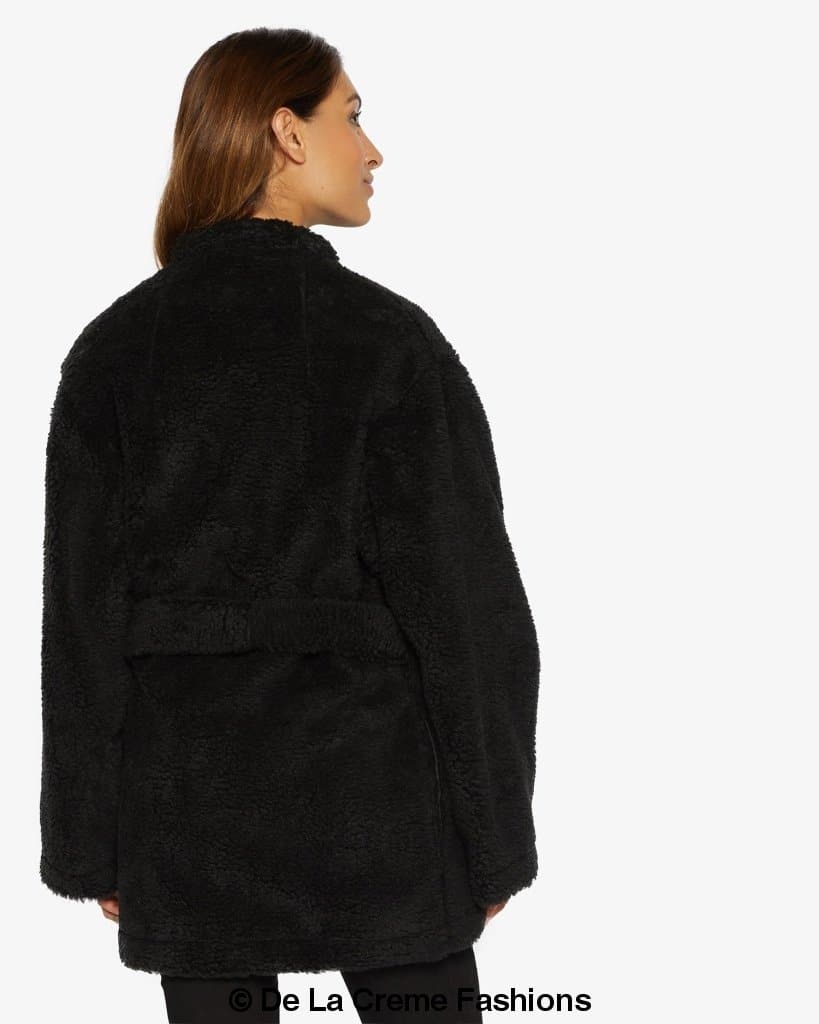 Open Front Belted Teddy Coat