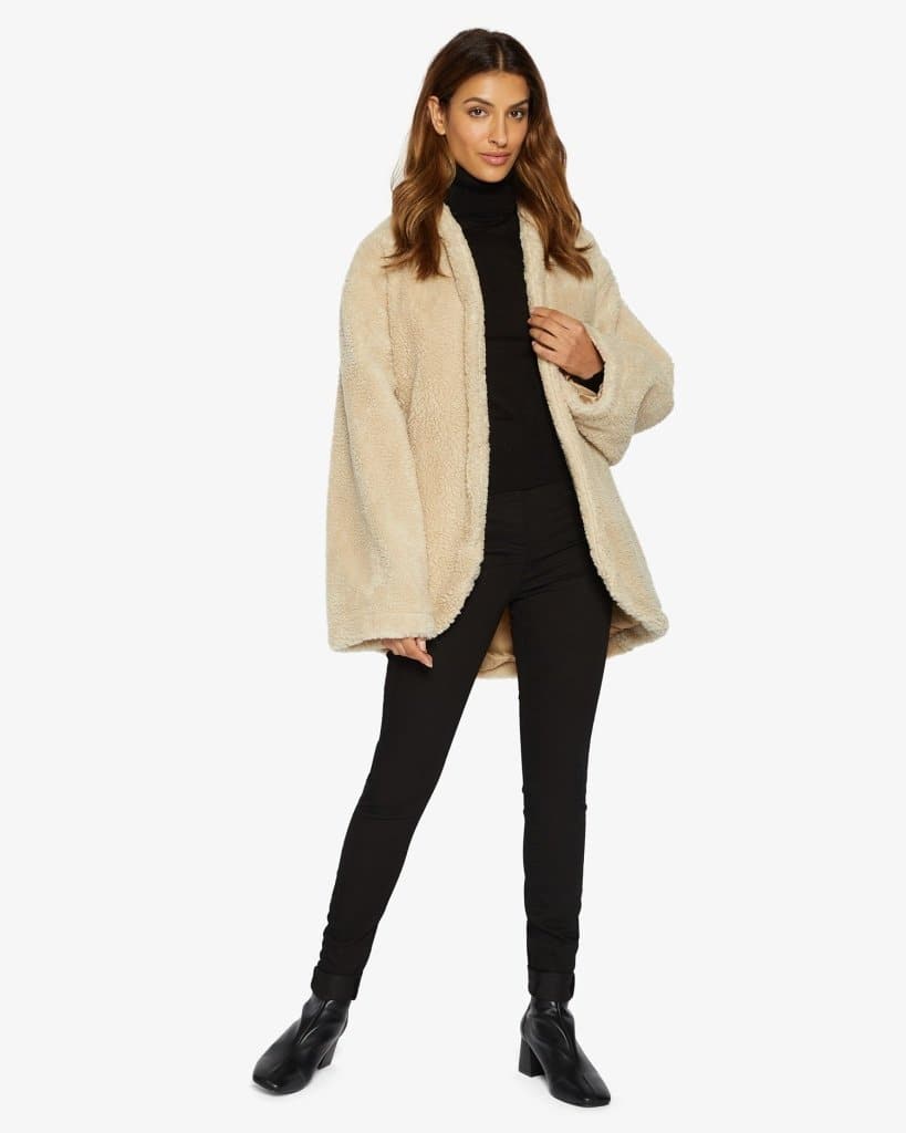 Open Front Belted Teddy Coat