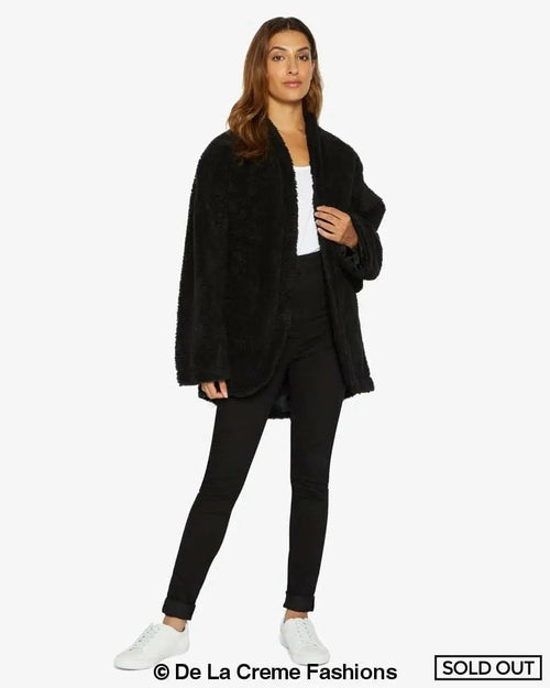 Open Front Belted Teddy Coat